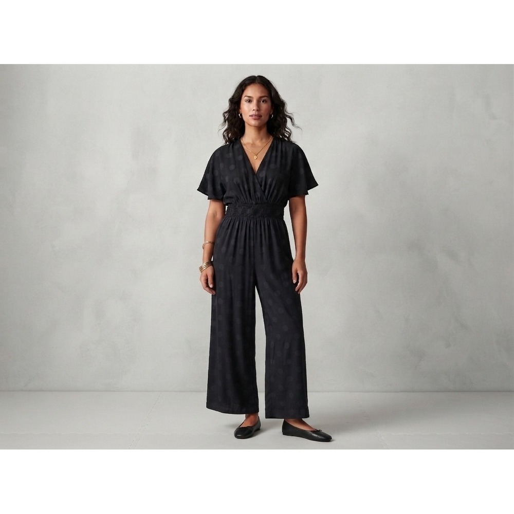 MADEWELL Women's Jumpsuit Romper Polka Dot Jacquard - Size PS Black
